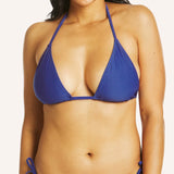 Swim Textured Triangle Bikini Top - Electric Blue