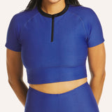 Swim Textured Short Sleeve Rash Top - Electric Blue